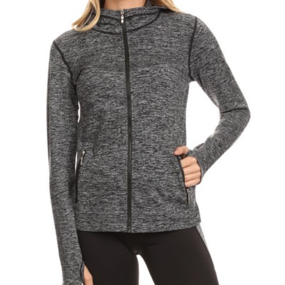Charcoal Seamless Performance Jacket with Hoodie